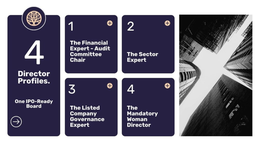 4 types of directors needed to have the right board of directors composition for pre-ipo company.